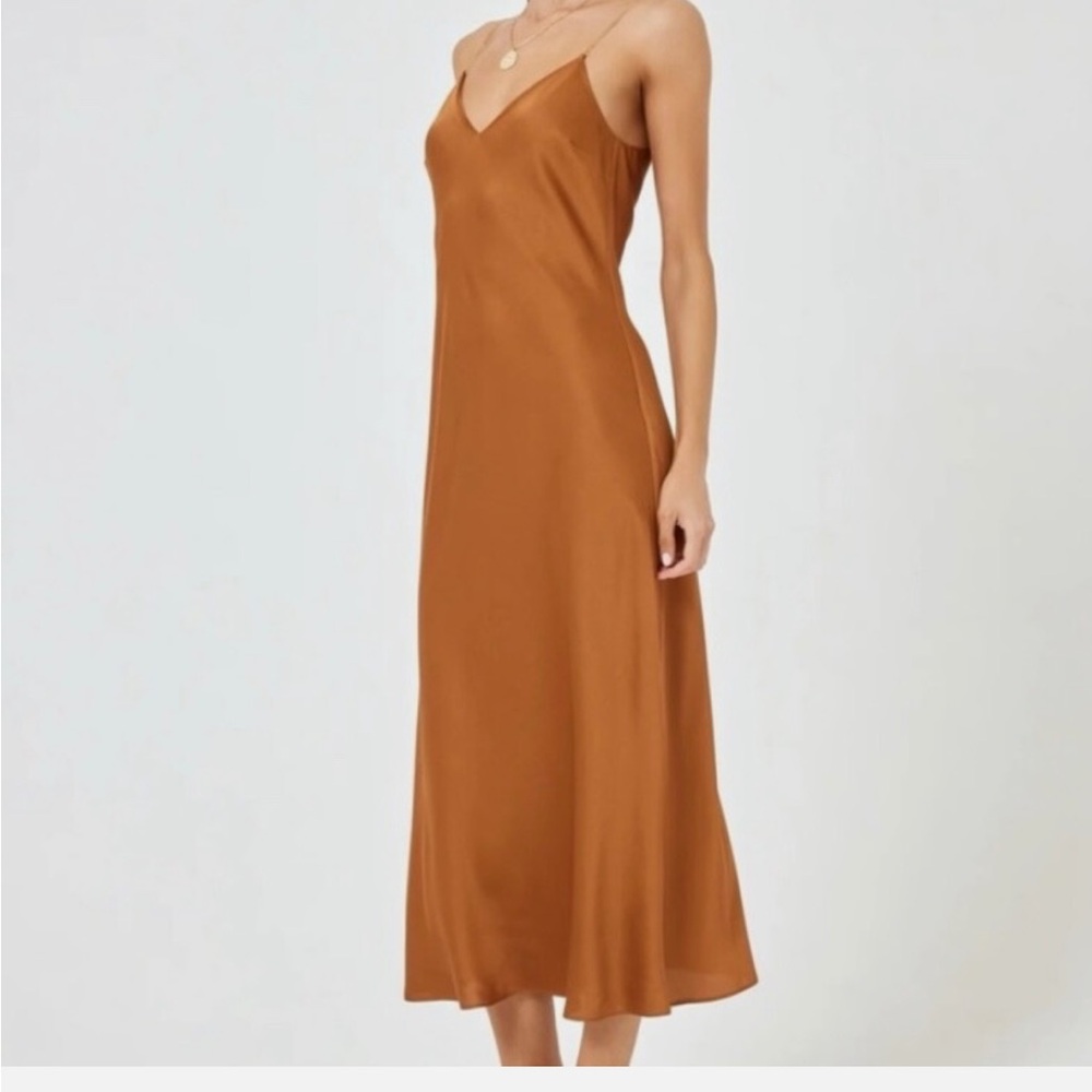 L*Space Women's Amber/Brown Slip Satin Dress